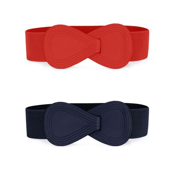 2Pcs Plus Size Elastic Dress Belts Interlock Buckle Strethy Waist Belt for Dress - Picture 1 of 8